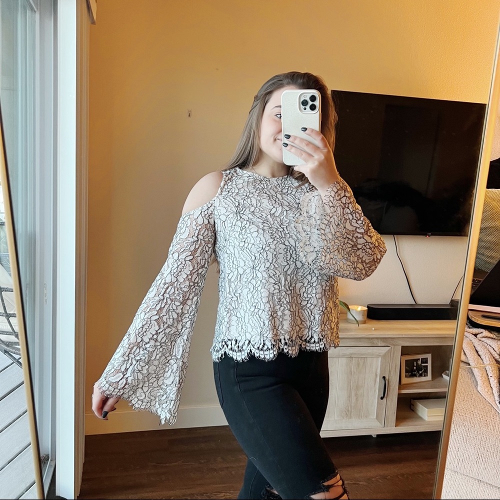 Cold-shoulder lace top from BKE